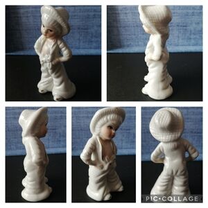 Vintage Lady Angela Porcelain Ceramic Victorian Boy White w/Gold Trim Figurine